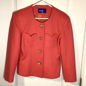 Vintage Lida Women's Cropped Jacket Blazer Tulip Shaped Pockets Collarless